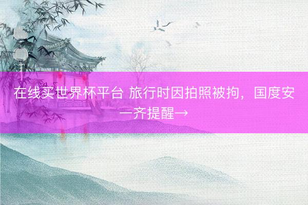 在线买世界杯平台 旅行时因拍照被拘，国度安一齐提醒→