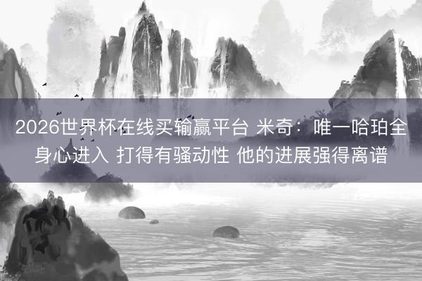 2026世界杯在线买输赢平台 米奇：唯一哈珀全身心进入 打得有骚动性 他的进展强得离谱