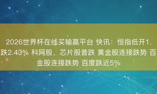 2026世界杯在线买输赢平台 快讯：恒指低开1.52% 科指