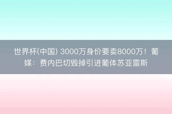 世界杯(中国) 3000万身价要卖8000万！葡媒：费内巴切毁掉引进葡体苏亚雷斯