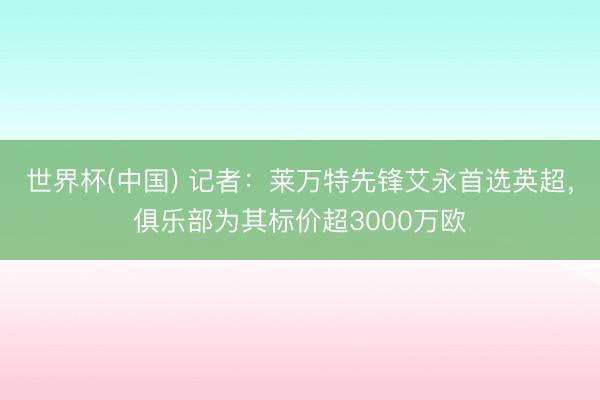 世界杯(中国) 记者:莱万特先锋艾永首选英超,俱乐部为其标价超3000万欧