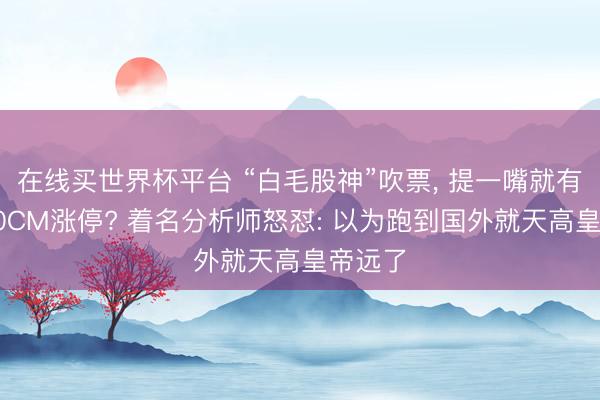 在线买世界杯平台 “白毛股神”吹票， 提一嘴就有股票20CM涨停? 着名分析师怒怼: 以为跑到国外就天高皇帝远了