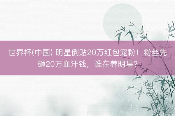 世界杯(中国) 明星倒贴20万红包宠粉！粉丝先砸20万血汗钱，谁在养明星？
