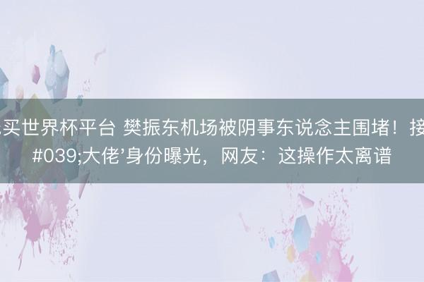 在线买世界杯平台 樊振东机场被阴事东说念主围堵！接机'大佬'身份曝光，网友：这操作太离谱