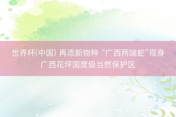世界杯(中国) 再添新物种 “广西两端蛇”现身广西花坪国度级当然保护区