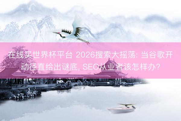 在线买世界杯平台 2026搜索大摇荡: 当谷歌开动径直给出谜底， SEO从业者该怎样办?